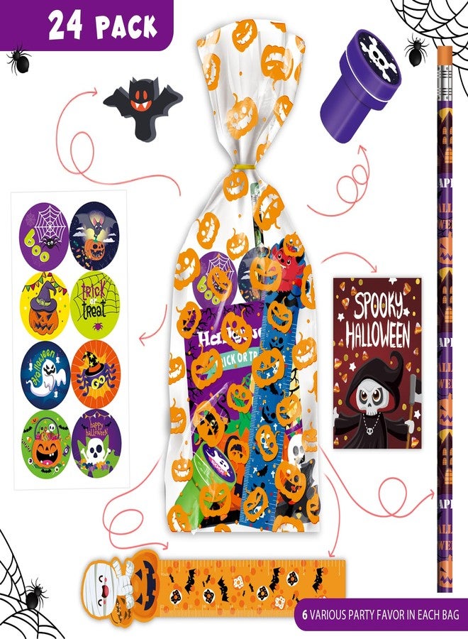 BEARUN Halloween Party Favor for Kids, 168 PCS 24-Pack Halloween Stationery Set with Goody Treat Bags, Bulk Toy for Class, Spooky Themed Halloween Party Gifts Prizes - Image 3